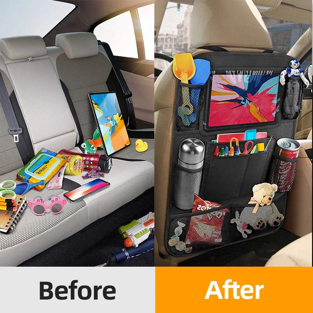 Car seat back storage bag and hanging organizer installed in SUV - HR Gulf Hub UAE