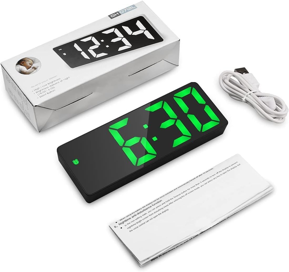 Large 6.3 inch LED digital alarm clock with time date and temperature display - HR Gulf Hub UAE