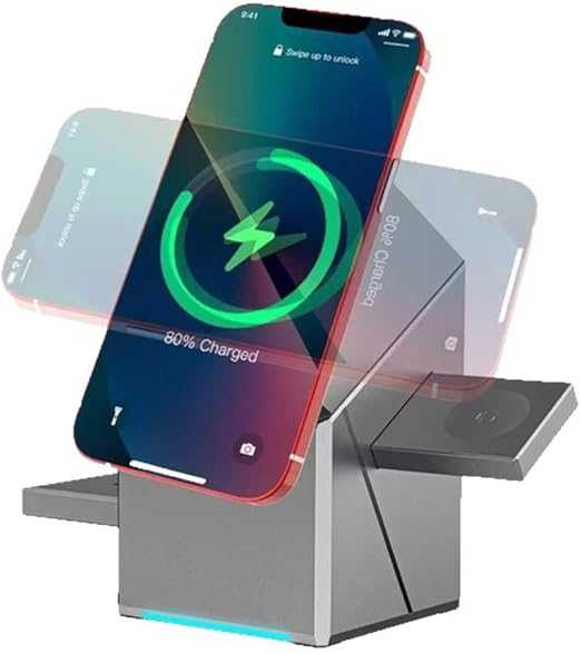 3 in 1 magnetic pop up wireless charger charging smartphone smartwatch and earbuds - HR Gulf Hub UAE