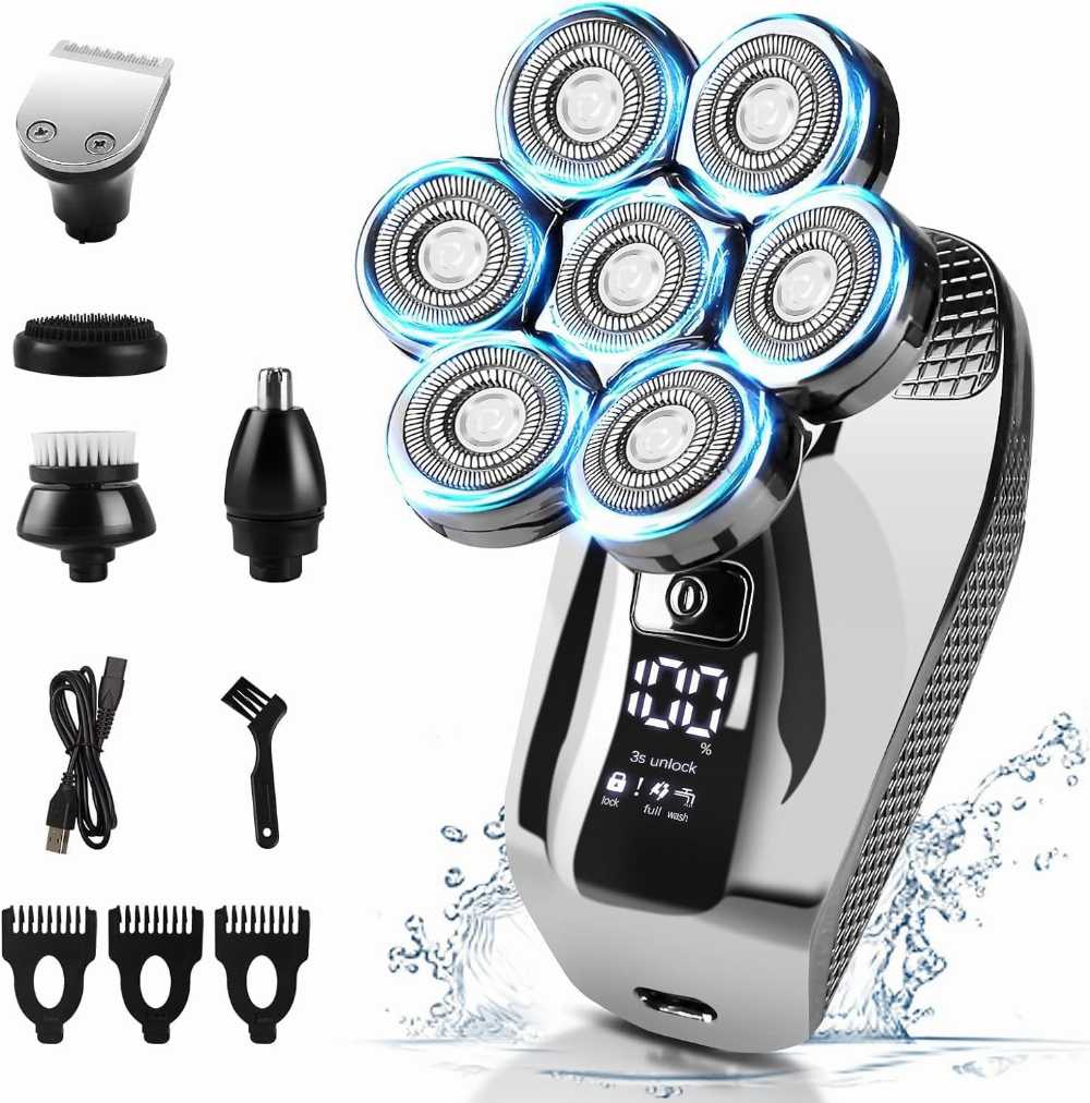 7D Cordless Bald Head Shaver and 5 in 1 grooming kit for men - HR Gulf Hub UAE