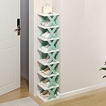 5 tier X-shaped folding steel shoe rack holding sneakers and heels - HR Gulf Hub UAE